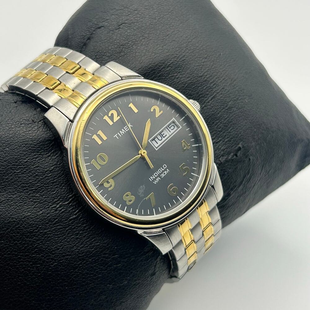 Timex Silver Gold Men’s Watch Date Display Working New Battery - Picture 3 of 8